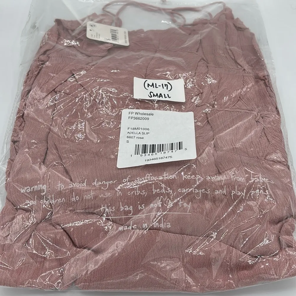 NEW! FREE PEOPLE Adella Slip Dress ROSE Pink Lace Spaghetti Strap Ruffle SMALL - Image 13