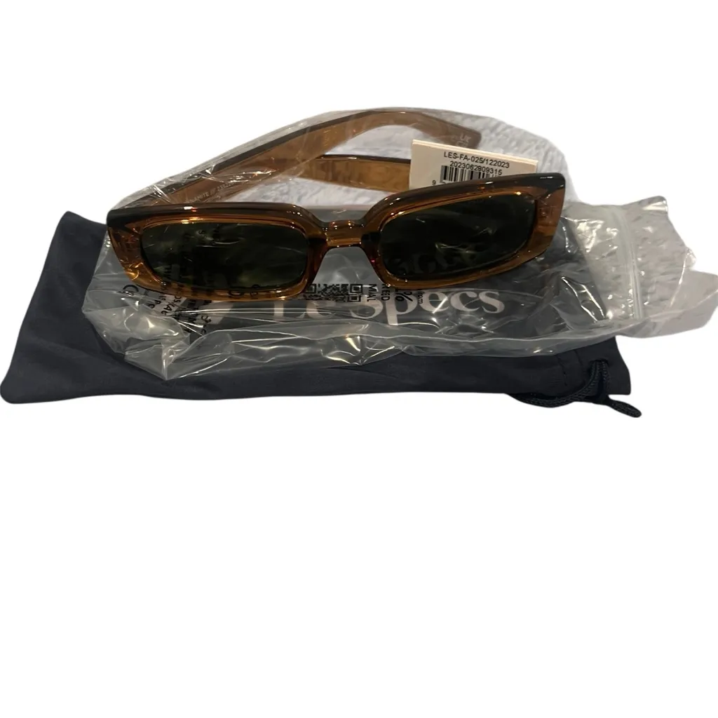 Dynamite Tobacco Le Specs Brown Sunglasses Rectangular Retro Y2K NWT - Image 3