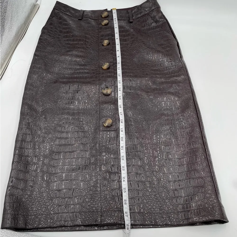 Rachel Comey x Target Brown Faux Crocodile Button Front Pencil Skirt Size 2 - Image 12