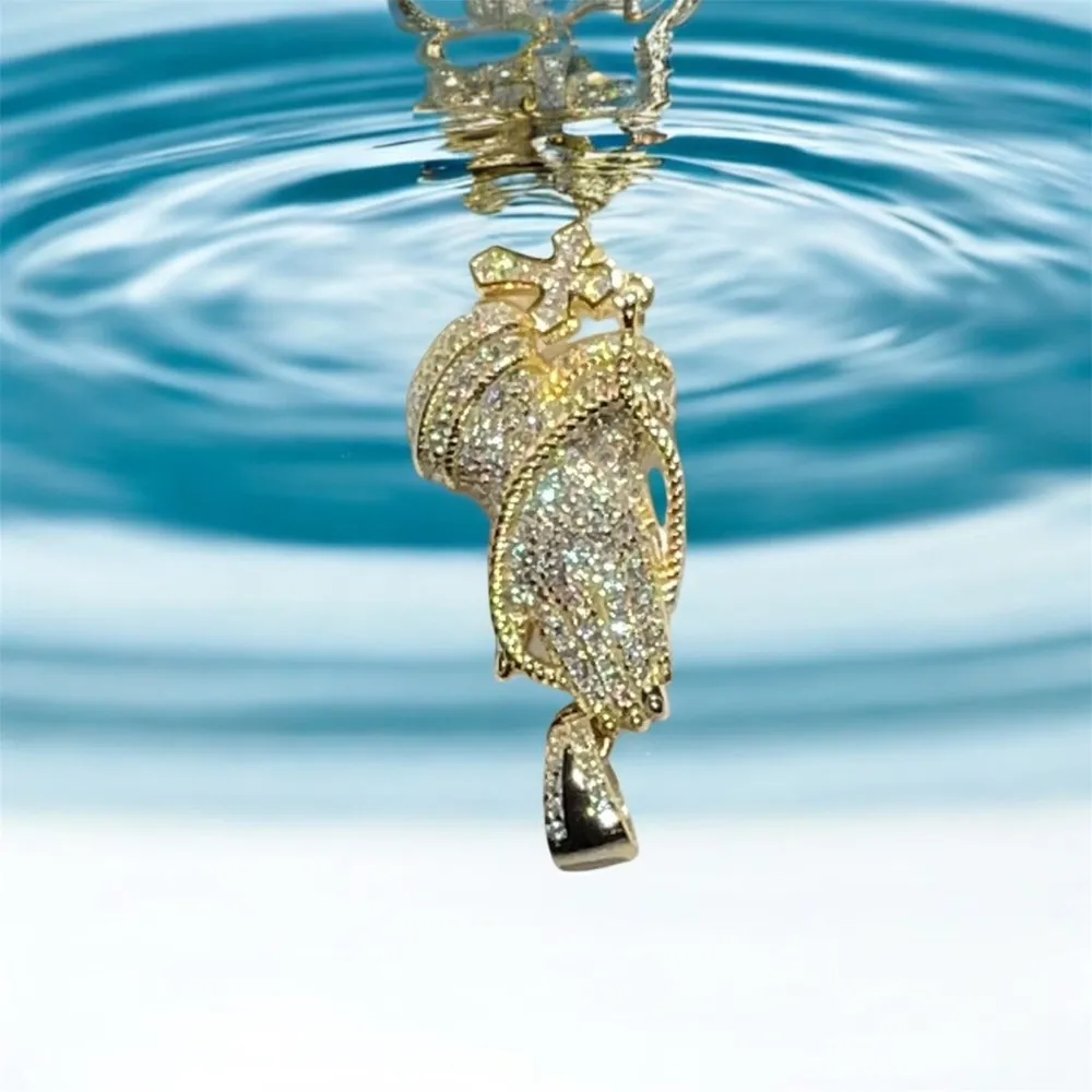 Gold over Silver Praying Hands Pendant - Image 2