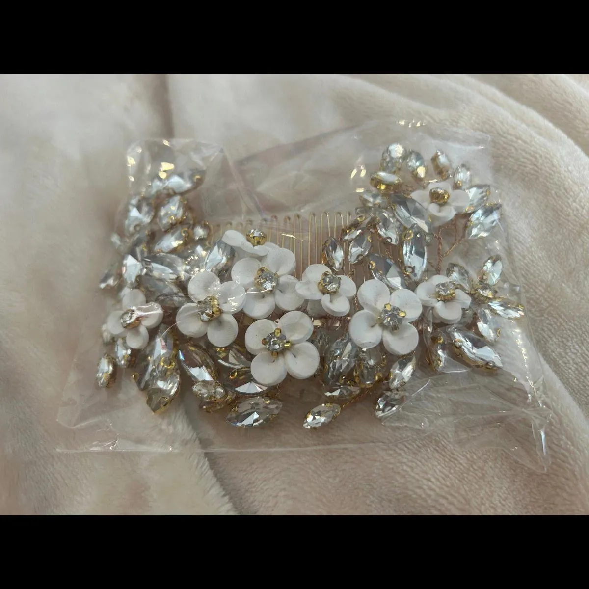 Hair Woman Wedding Party Gold Tone White Hair Jewelry - Image 2