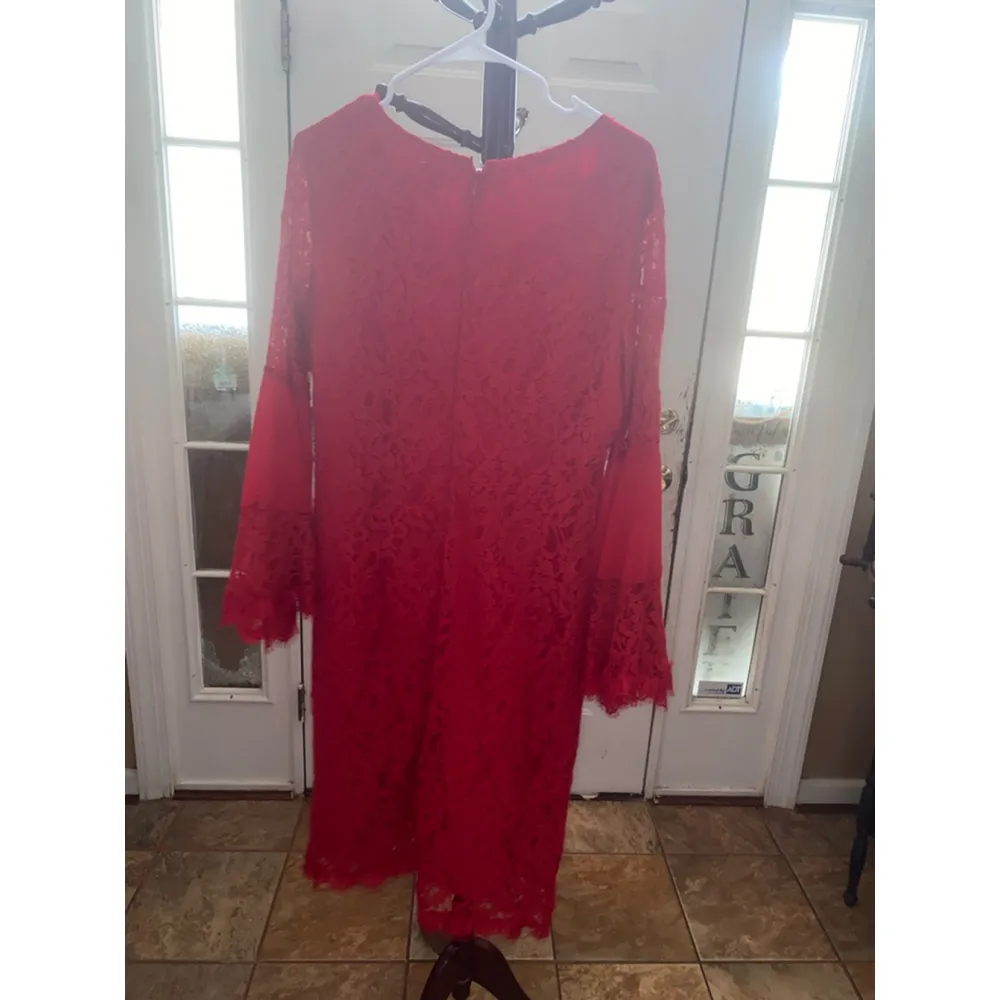 Women's New York & Company Dress XL Red Bell Sl - Image 8