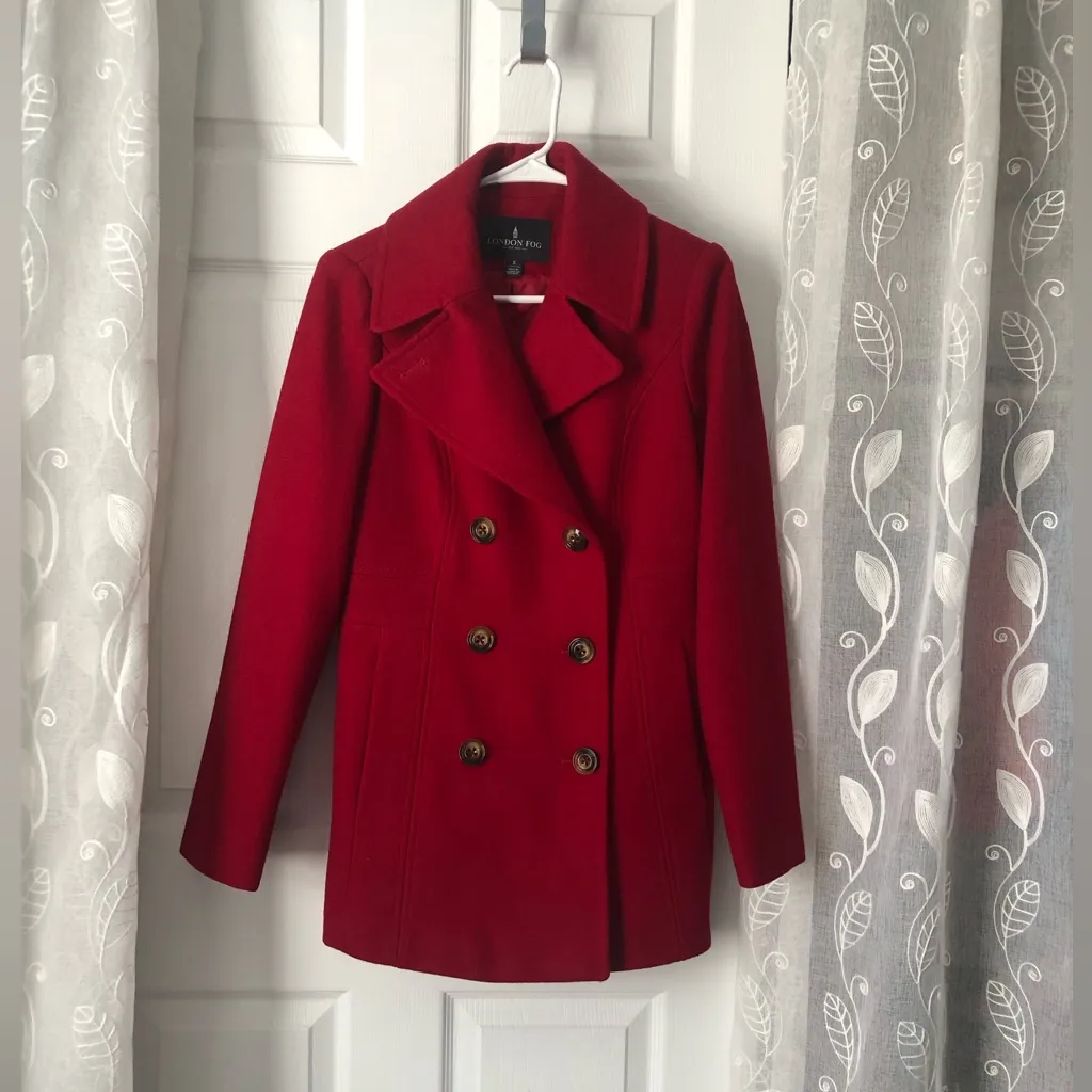 London Fog Women's 63% Wool Blend Double Breasted Pea Coat Jacket sz S pockets - Image 3