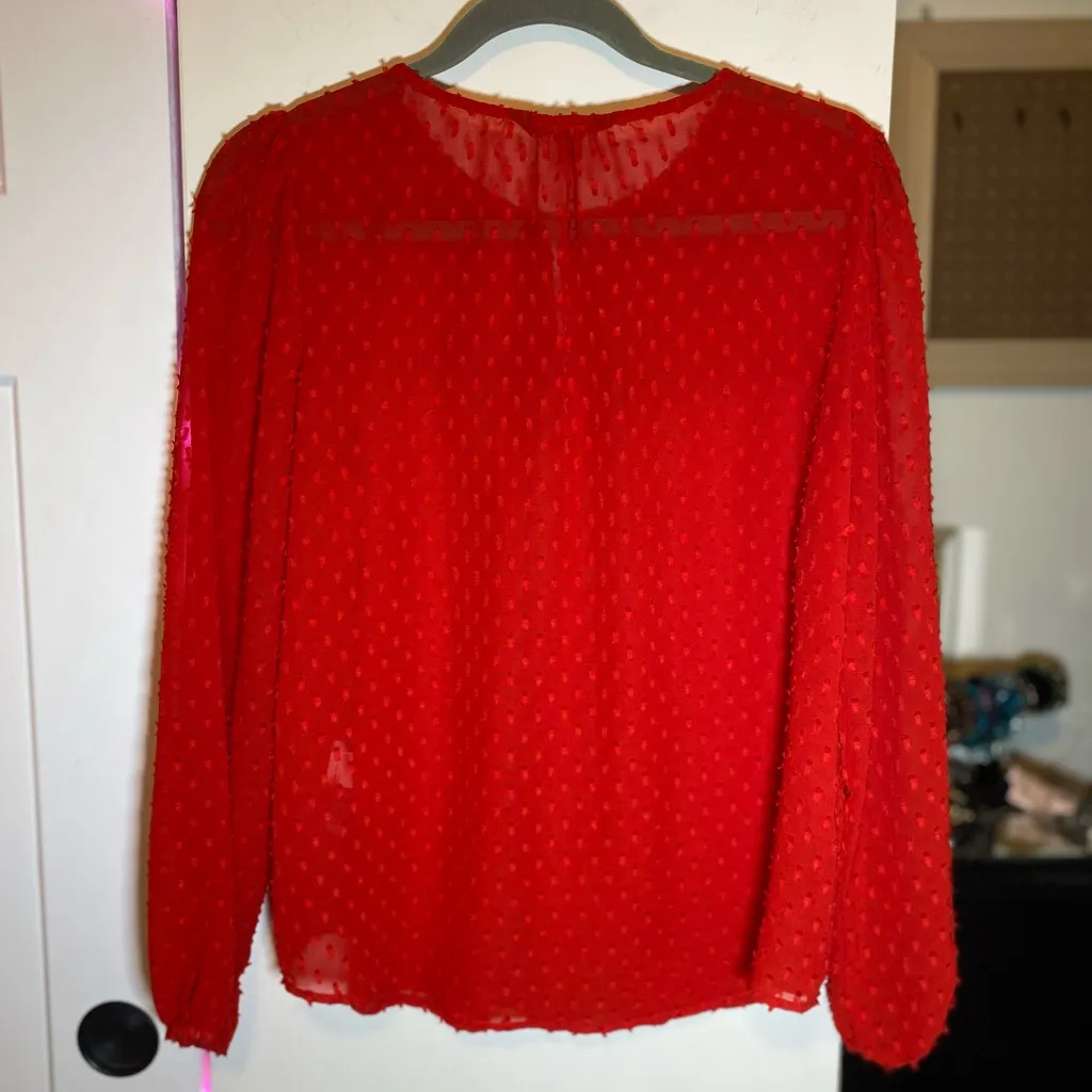 Banana Republic Swiss-Dot Long Sleeve Blouse Small - Image 5