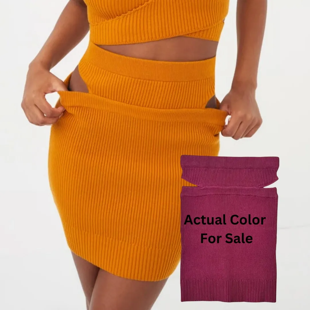 For Love And Lemons Maggie Ribbed Skirt Cutout Maroon Size Small - Image 2