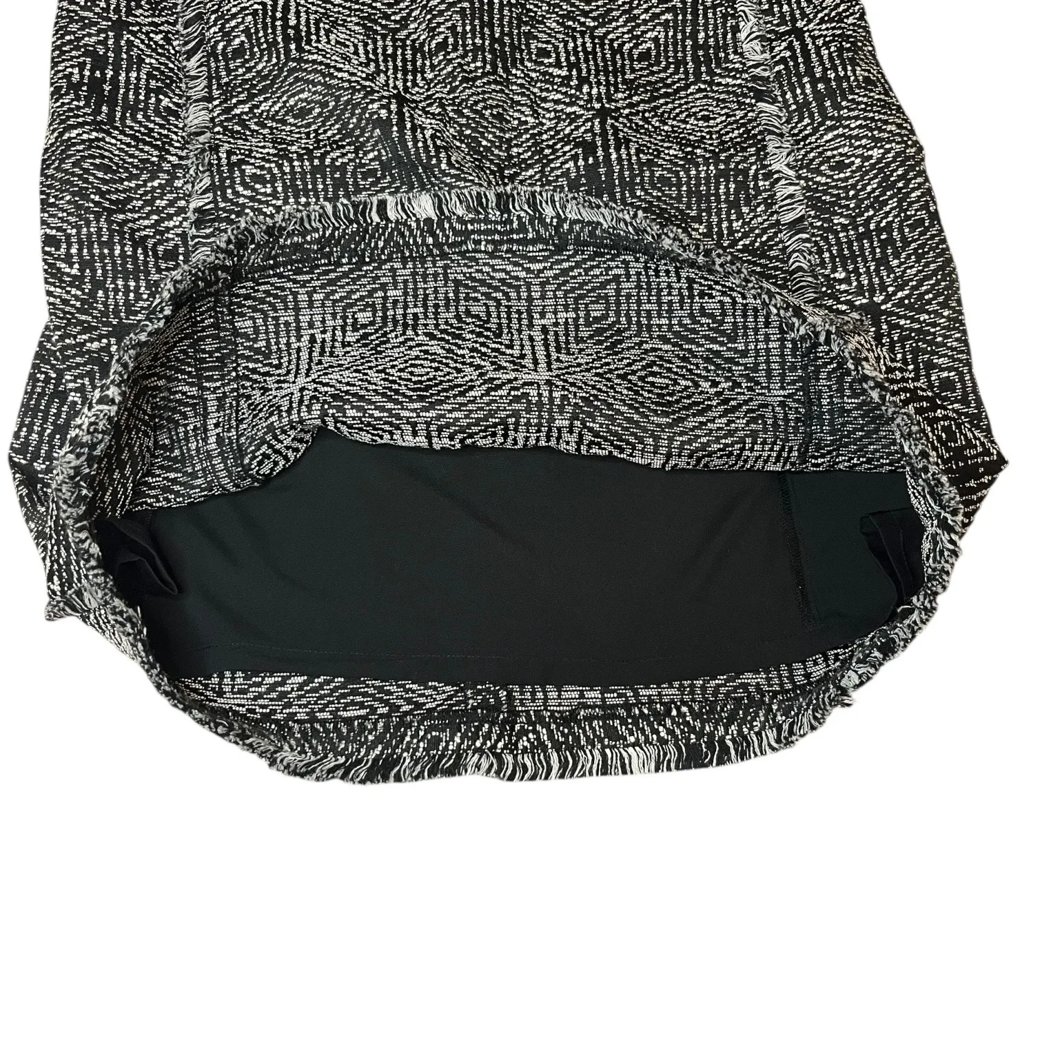 Banana Republic Black White Geo Tweed Sleeveless Shift Dress Fringe Trim Sz 6 - Image 11