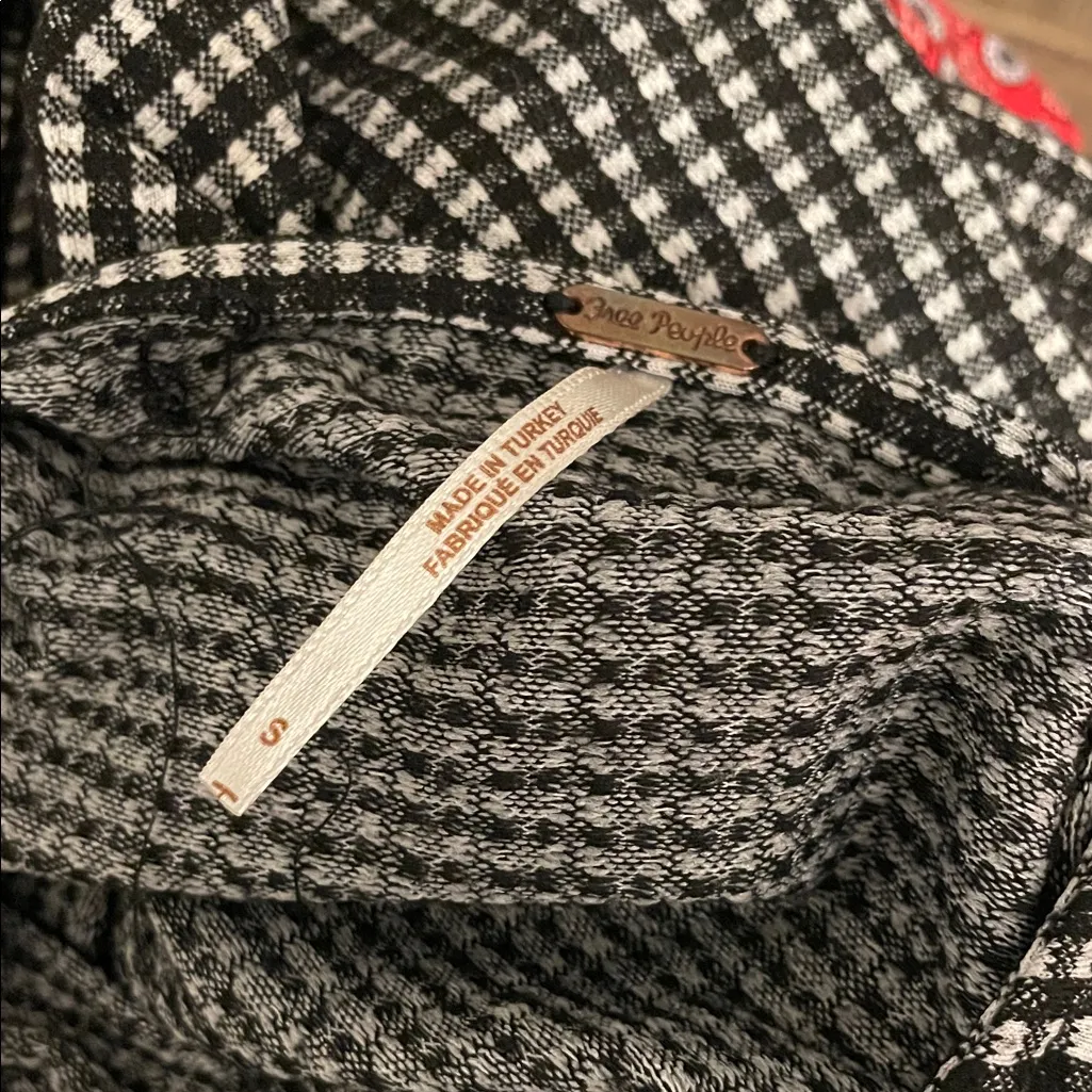 Free People Black and White Patterned Midi Dress Size Small - Image 5