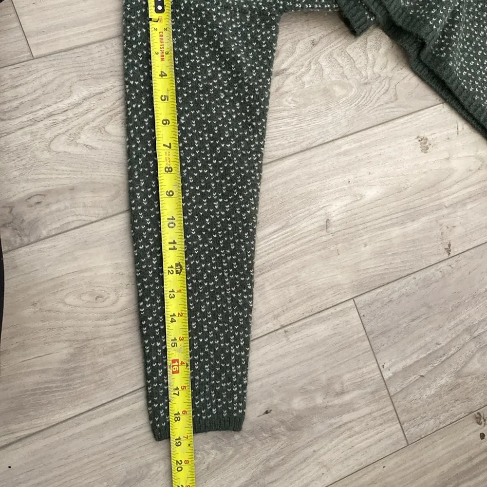 Madewell Womens Oversized Turtleneck Sweater Dress in Geo Print Green,‎ size XS - Image 13