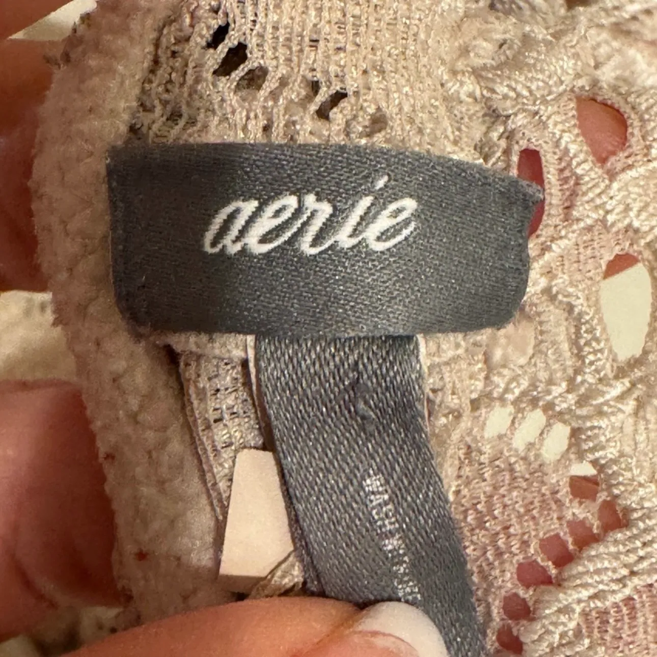 Aerie Tan Lace Bralette Racerback Lightly Lined L - Image 4