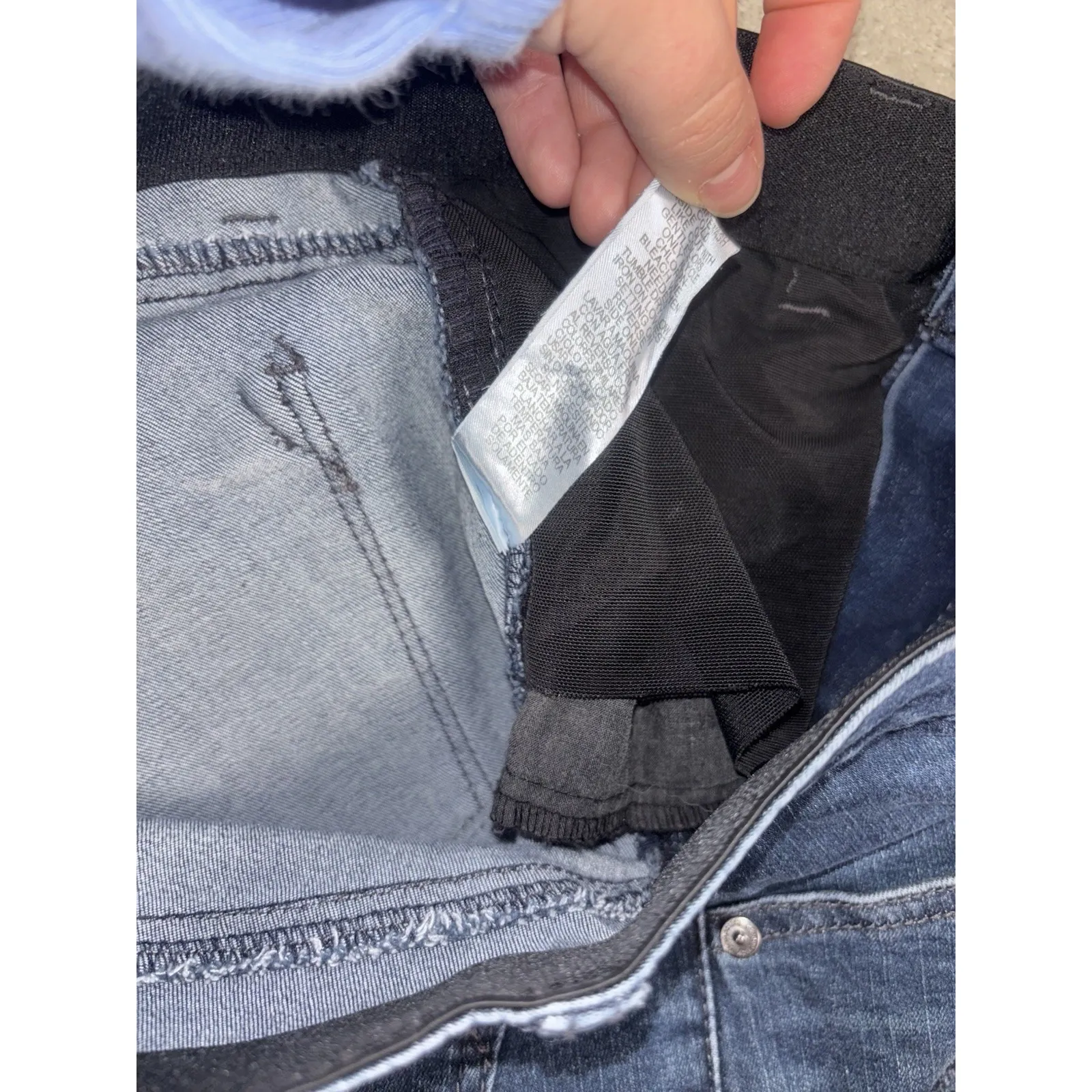 Democracy Ab Technology Jeans High Rise Itty Bitty Boot Seam Front Slit Blue 8 - Image 5