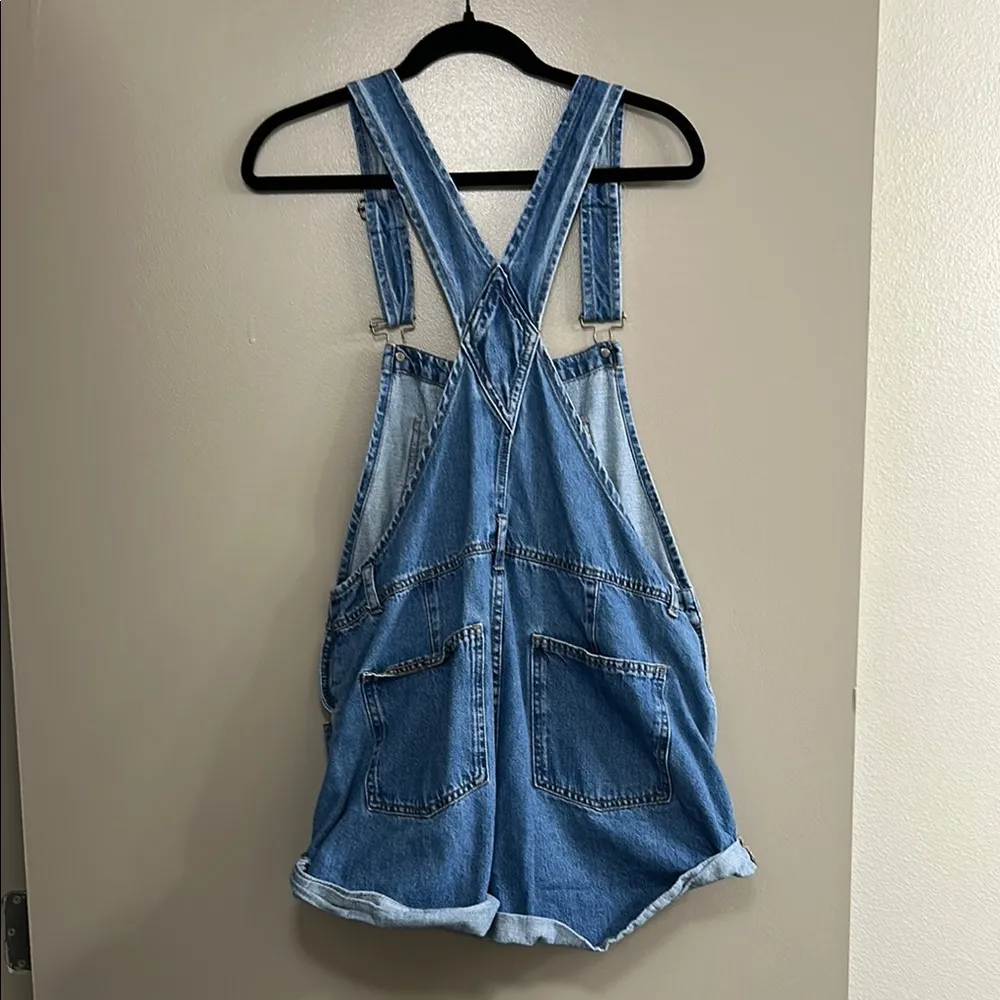FREE PEOPLE ZIGGY Blue Denim Short Overalls Size M - Image 3