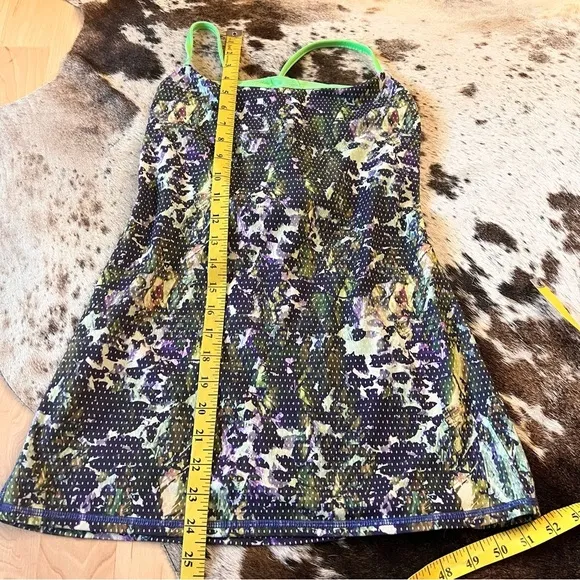 LULULEMON Dancing Warrior Purple Green Pistachio Floral Tank Top‎ Strappy Back 6 - Image 5