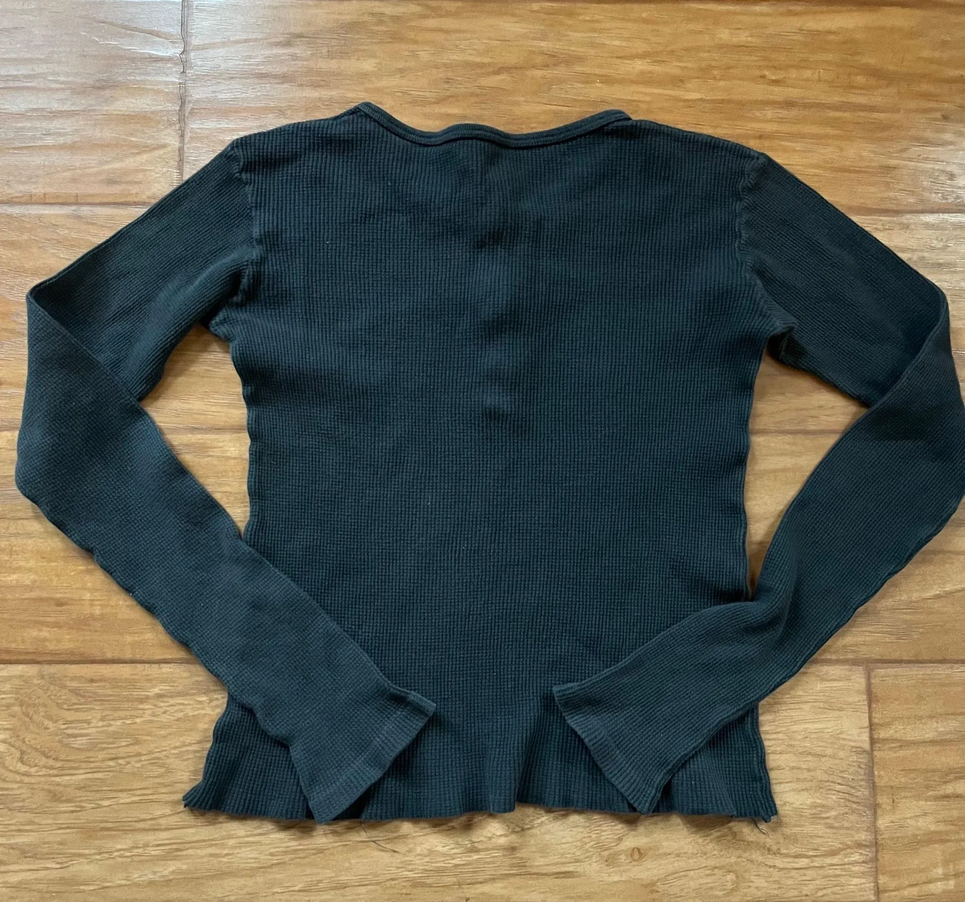 Black Henley Long Sleeve Top - Image 2