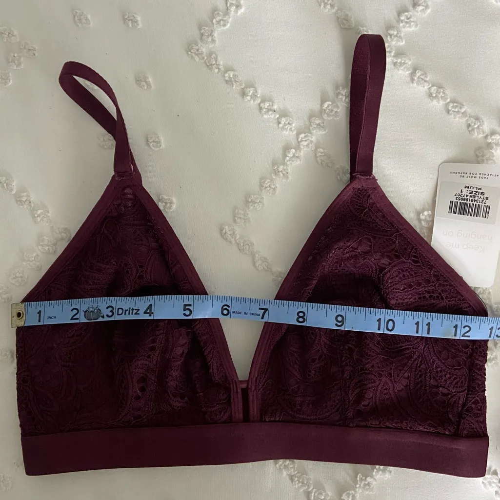 NWT Lively The Palm Lace Busty Bra Plum Wireless Bralette Purple Feminine Size 1 - Image 6