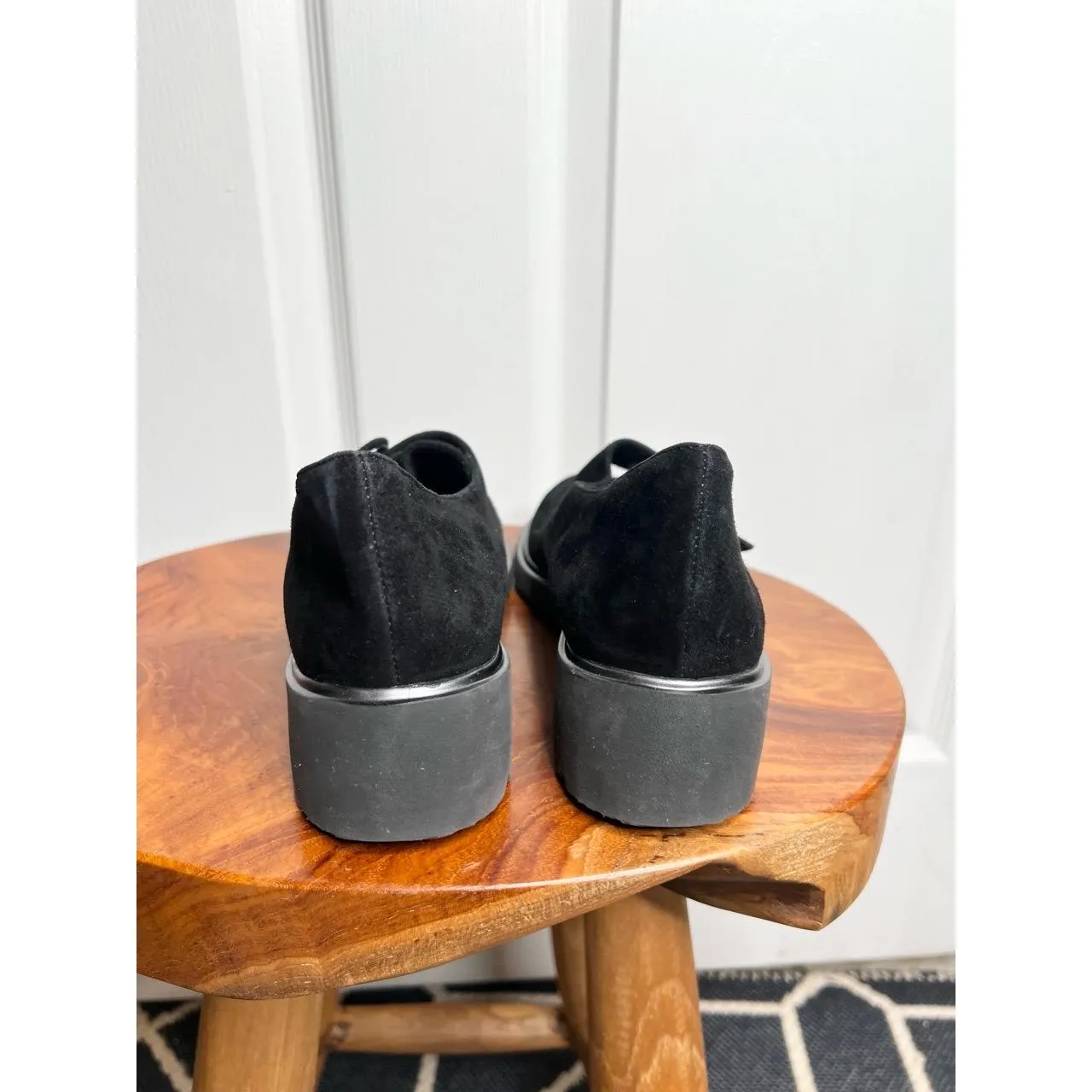 Munrow Black Suede Buckle Detail Chunky Sole Slip On Loafers Size 7 N - Image 9