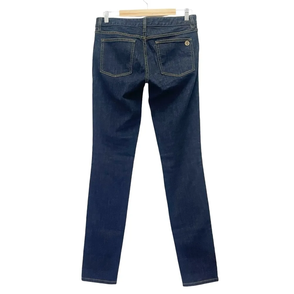 Tory Burch Jeans Low Rise Super Skinny Dark Rinse Wash Extra Long Size 28 | 6 - Image 3