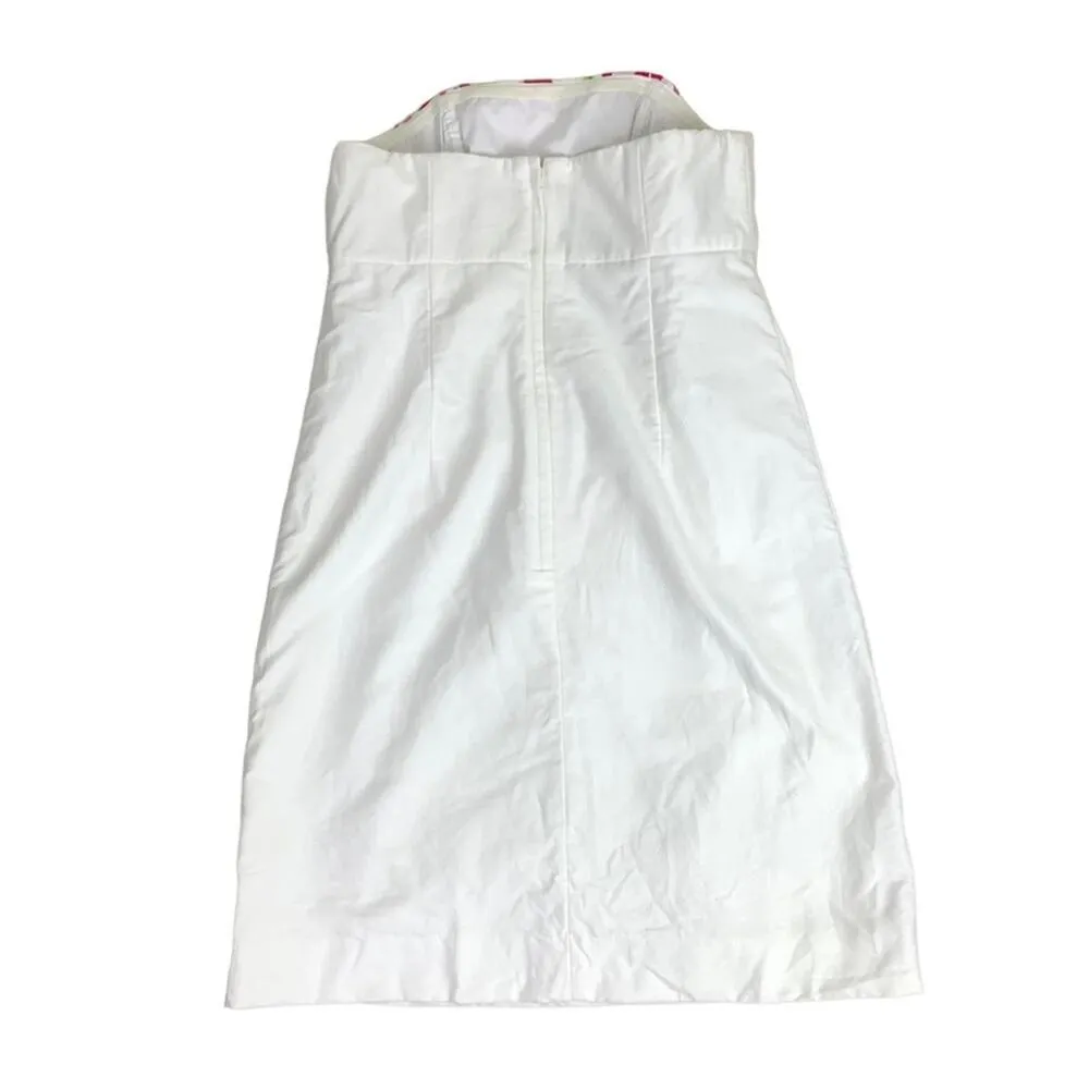 Lilly Pulitzer | Size 0 | Bowen White Pink Floral Trellis Print Strapless Dress - Image 7