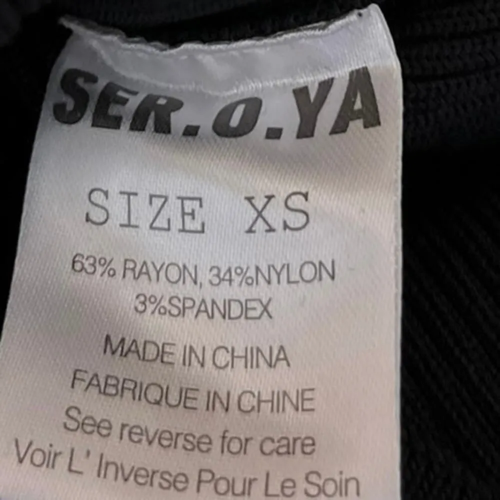 SER.O.YA Black Ribbed Button Up Collar Long Sleeve Polo Sweater Bodysuit Top XS - Image 5