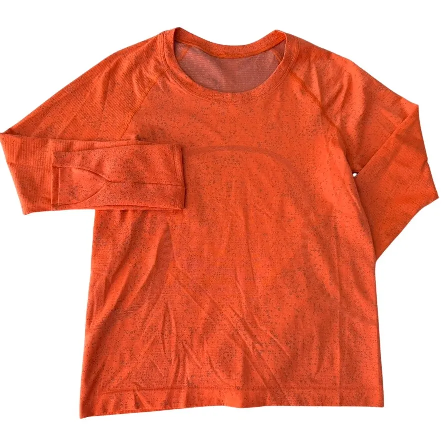 Lululemon Swiftly Tech Long Sleeve Shirt Size 6 Race Length Orange Lunar Grey - Image 2