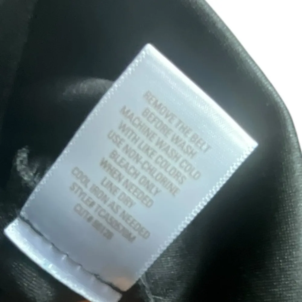 Connected Black and White Polka Dot Belted Zip Back Peplum Dress - Image 15