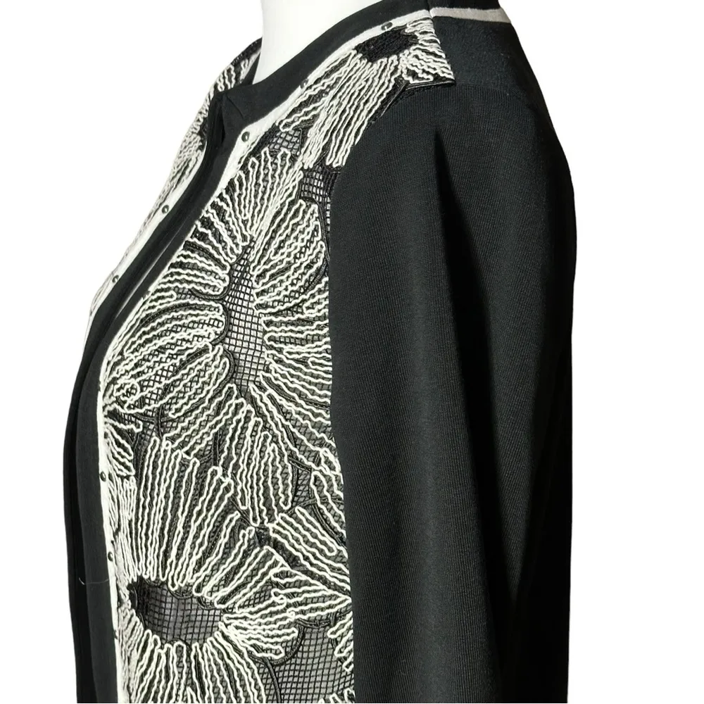 Ming Wang Toula Women’s Floral Open Knit Black Jacket Sz XSmall - Image 6