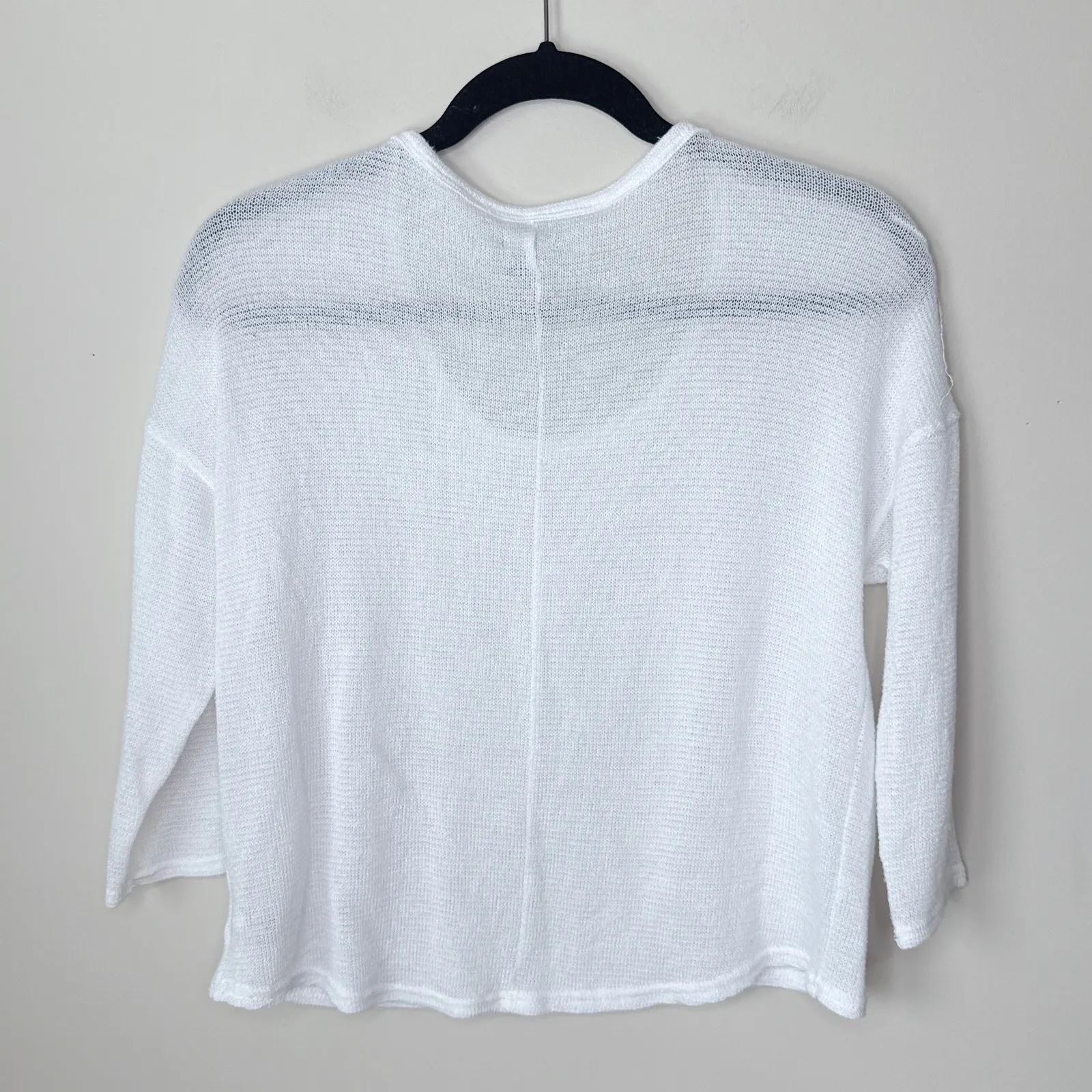 Aerie Lightweight Scoop Neck White 3/4 Sleeve‎ Sweater Size Small Summer Spring - Image 5