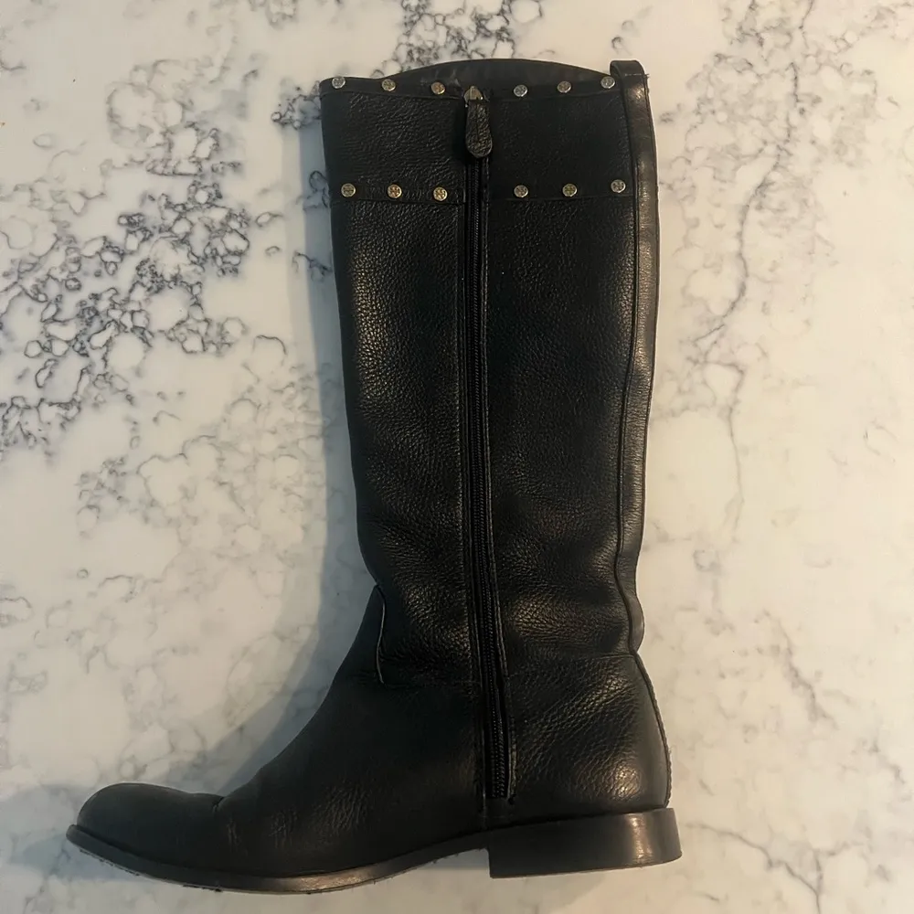 TORY BURCH Womens Black Leather Shoes With Studs Boots Size 9 EUC - Image 9