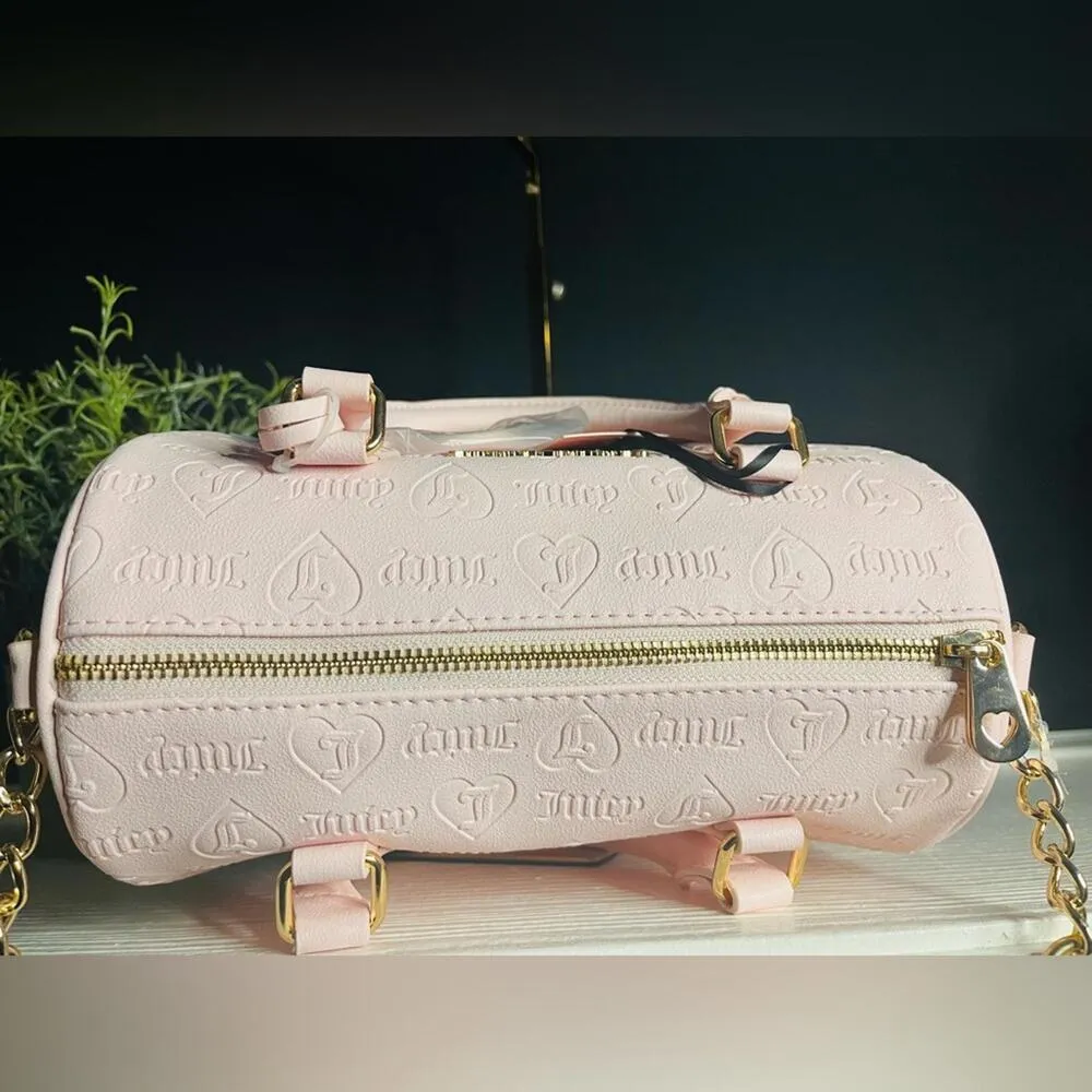 Juicy Couture Fame Pink Satchel Heart Embossed w/ Charm & Crossbody Strap NWT - Image 7