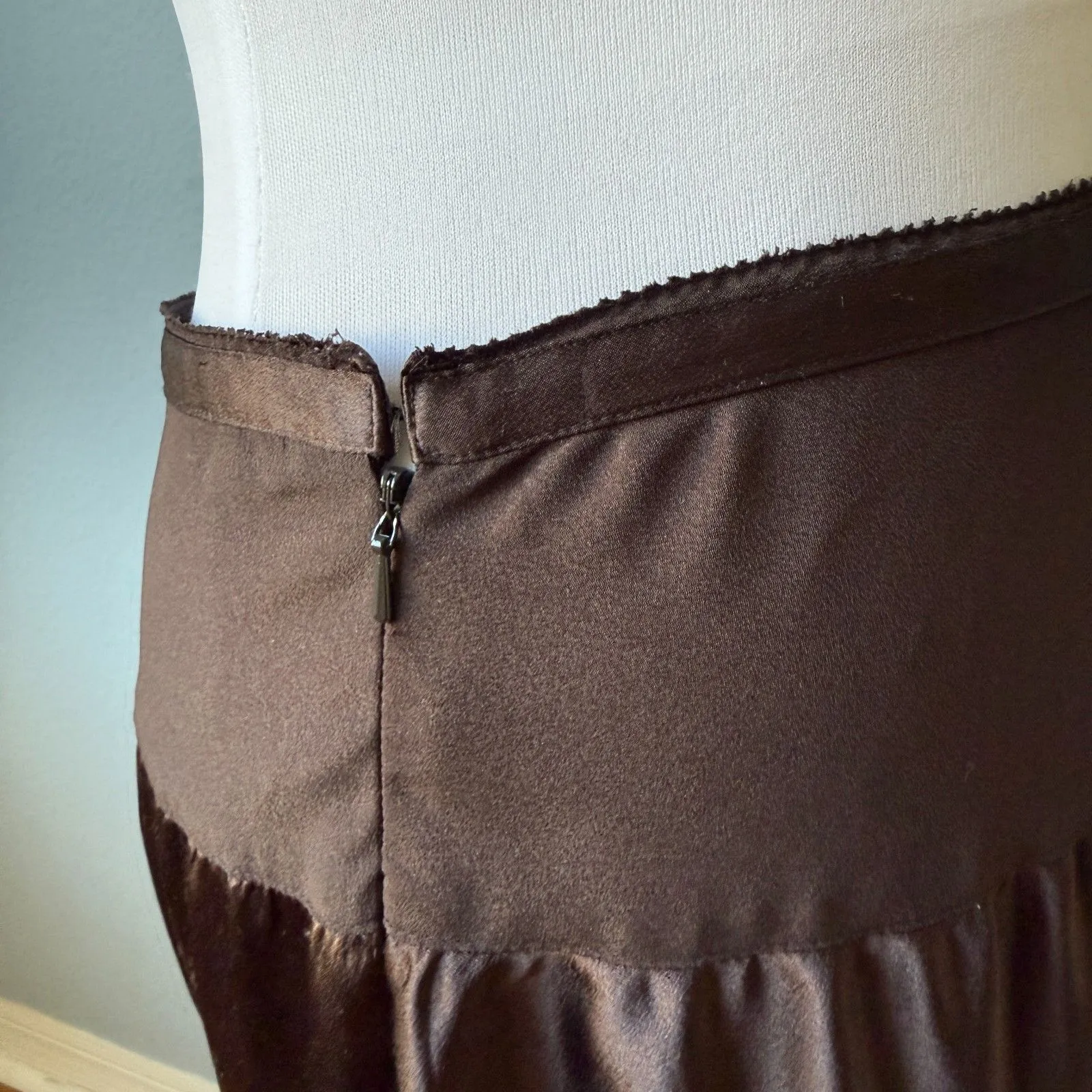 Vintage Liz Claiborne Chocolate Brown Tiered Midi Skirt Size 8 - Image 6