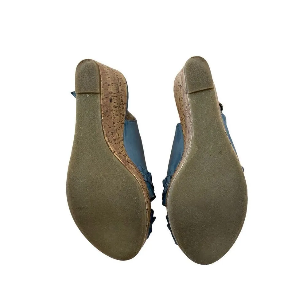 Blue Apt 9 Open Toe Wedges High Heels Beach Coastal Vacation Party - Image 9