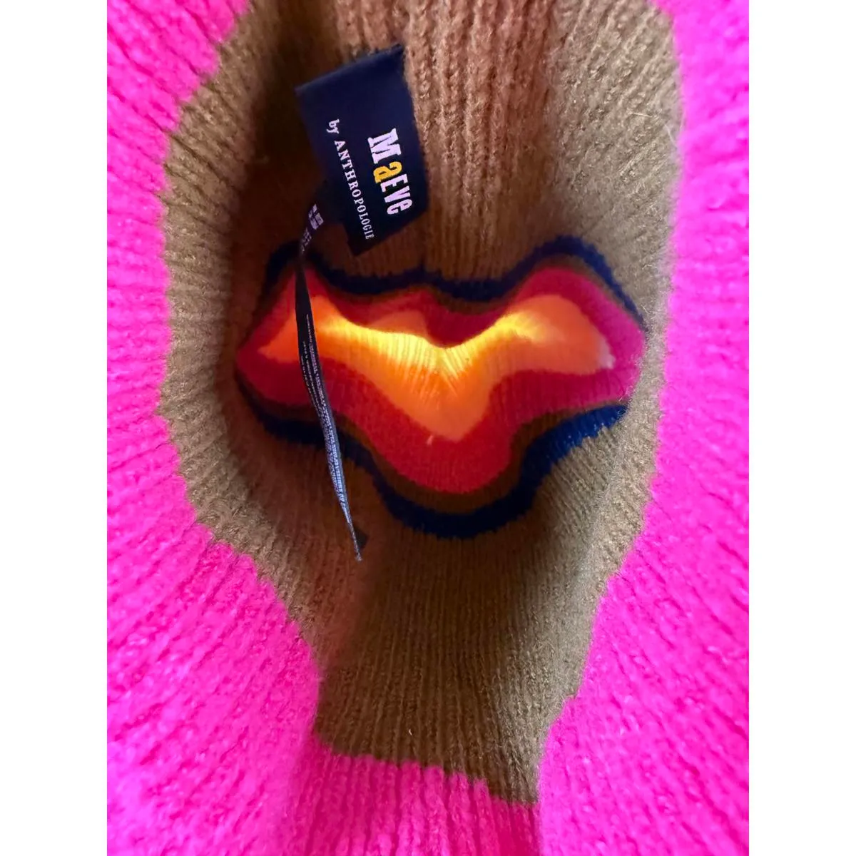 Maeve by Anthropologie Multi-Colored Color Block Knit Beanie Hat - Image 3