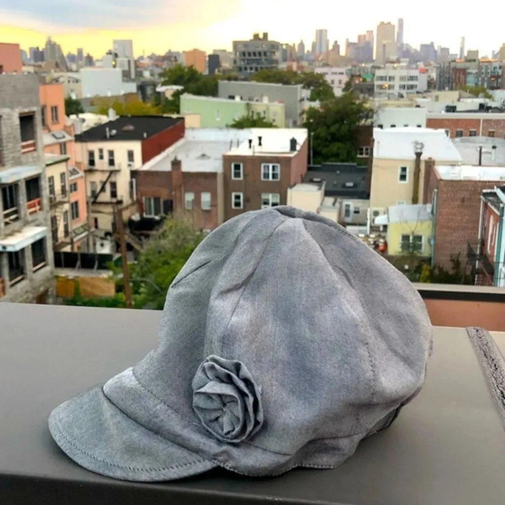 Gray newsboy hat floral slouchy urban bohemian hipster boho chic cottagecore - Image 2