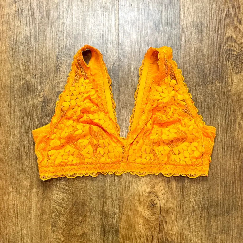 Aerie Womens Plunge Sunflower Yellow Lace Bralette Sz XL - Image 3