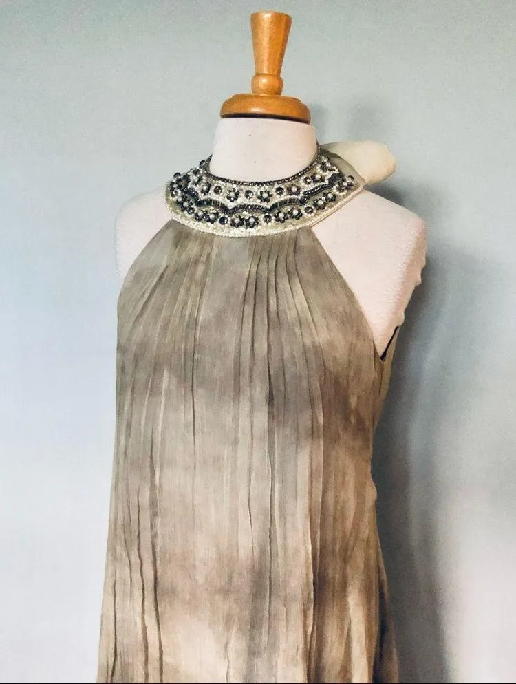 Alice + Olivia Gray Tan Silk Tie Dye Party Cocktail Dress Size S - Image 2