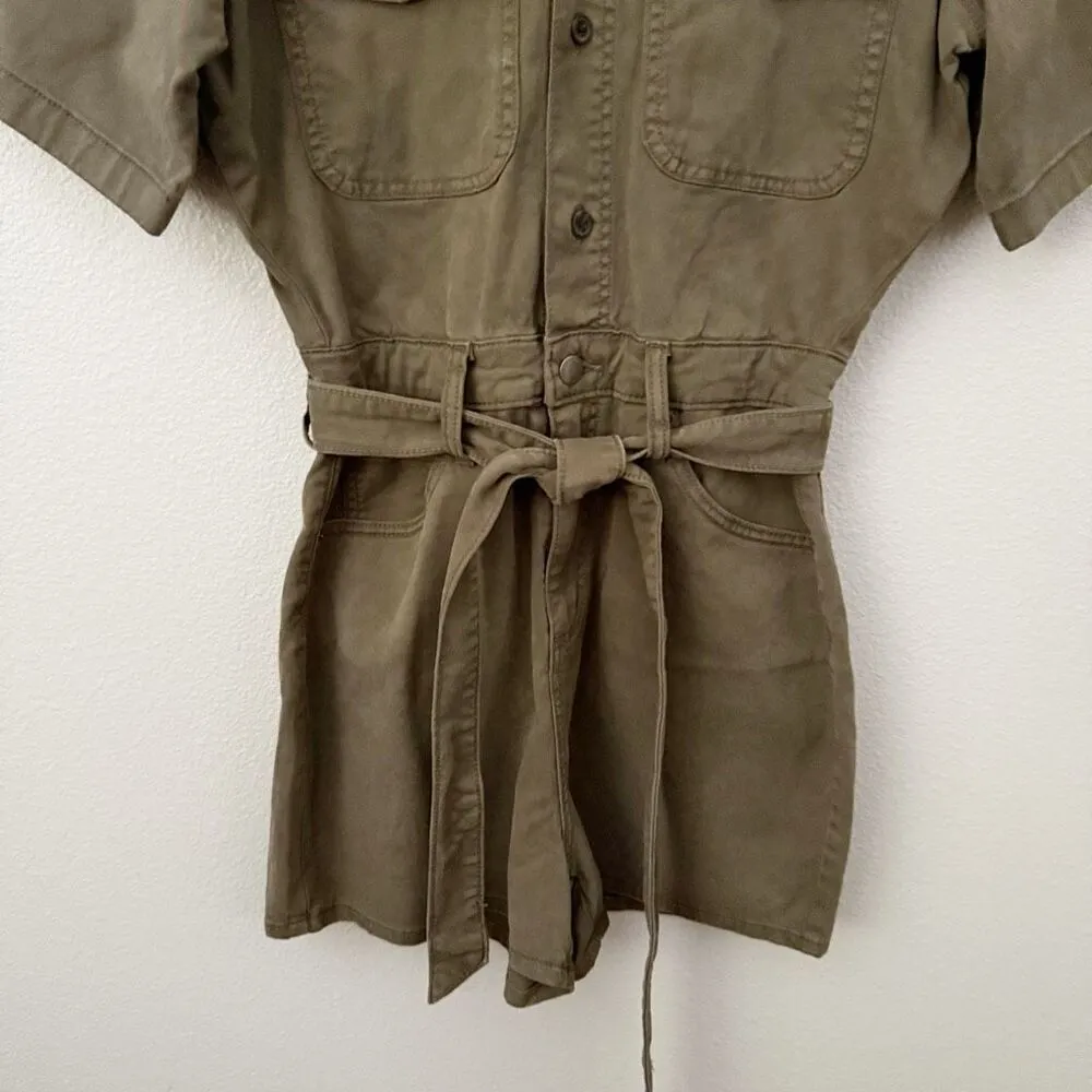 UNIVERSAL THREAD | Romper Utility Style Short Sleeve Army Olive Green | Small - Image 4