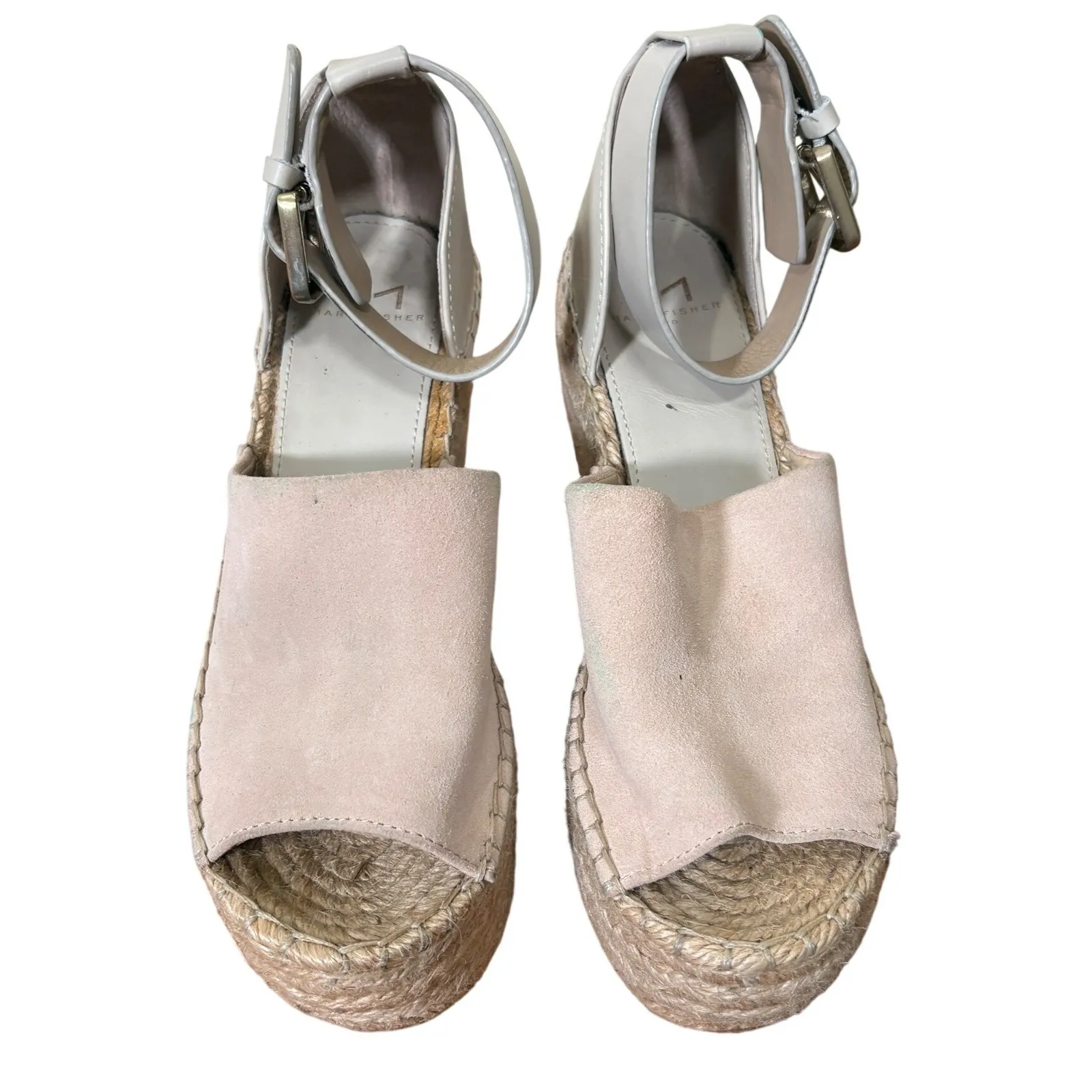 Marc Fisher LTD Adalyn Espadrille Wedge Sandals Light Pink Suede Leather Size 6M - Image 2