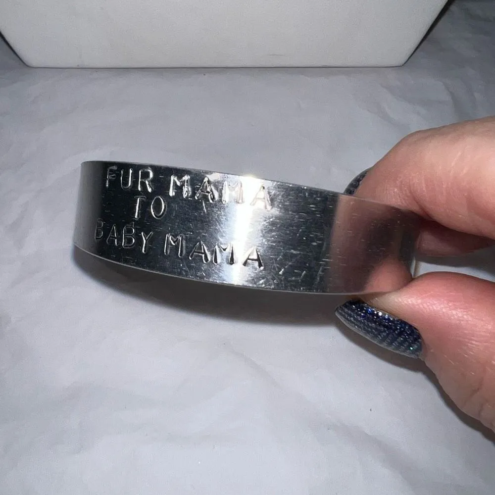 Silver Tone “Fur Mama to Baby Mama” Cuff Bracelet - Image 2