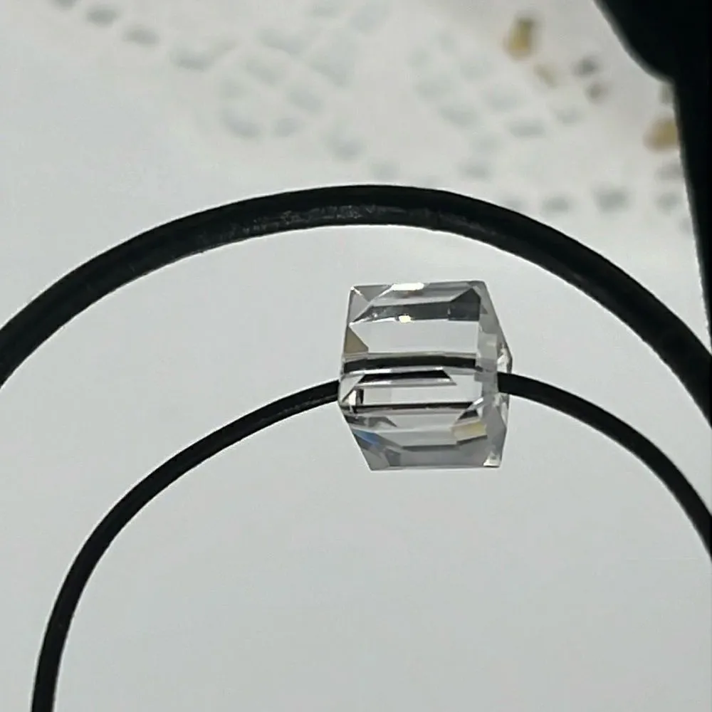 Swarovski Crystal Black Two Leather Cord Dangle Earrings-  Handmade NEW - Image 6