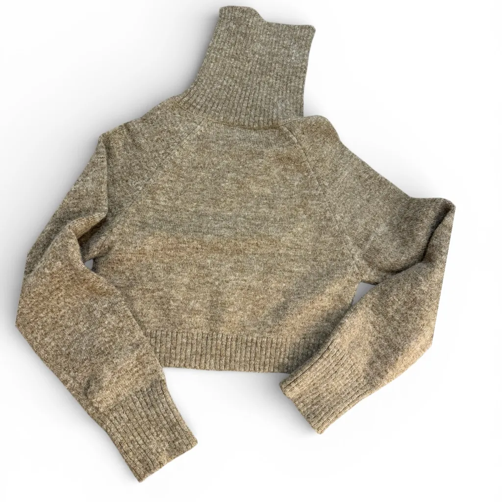 Crop High Neck Beige Sweater Tan - Image 3