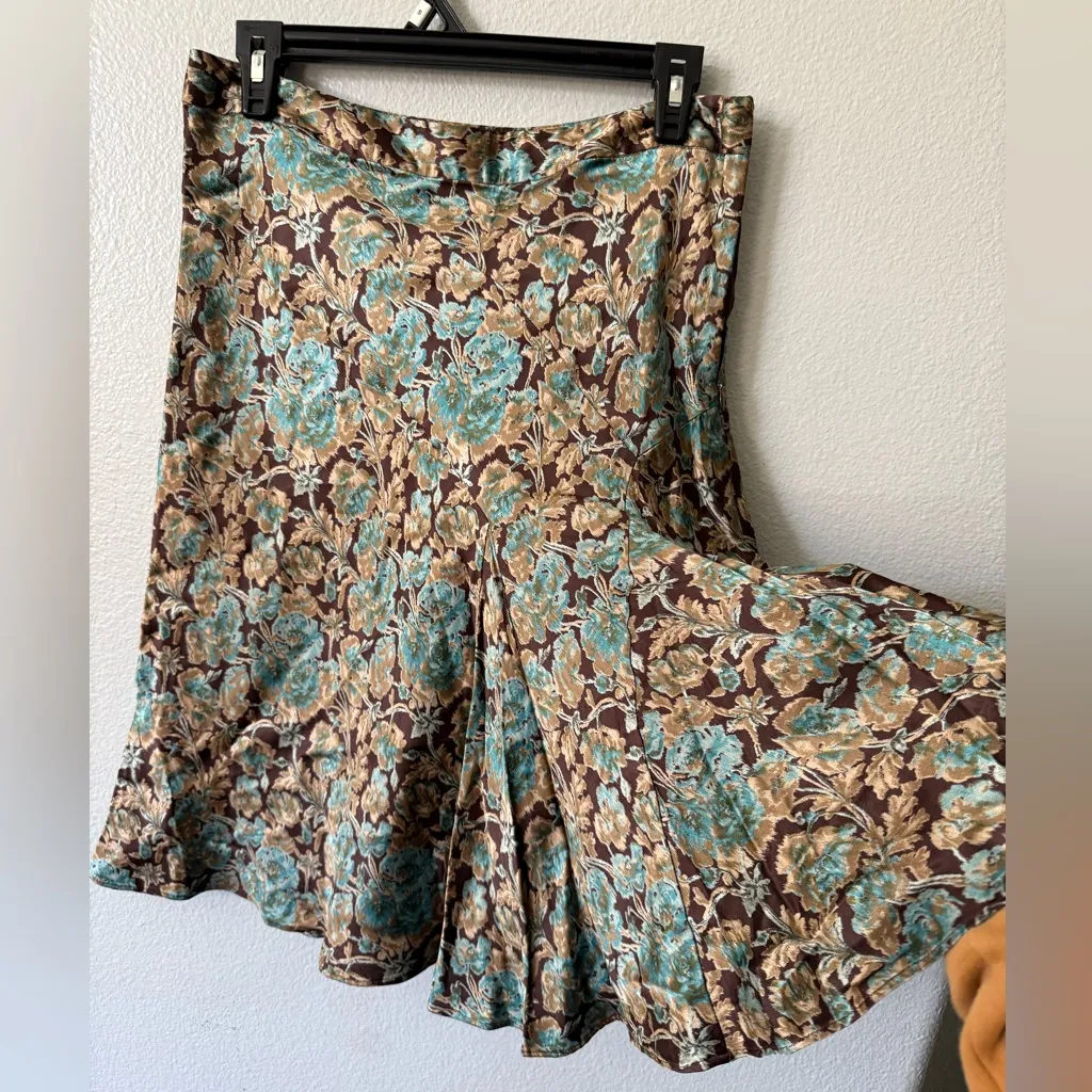 Vintage Banana Republic Floral Asymmetrical Midi Skirt | Boho Brown | Size 6 - Image 3