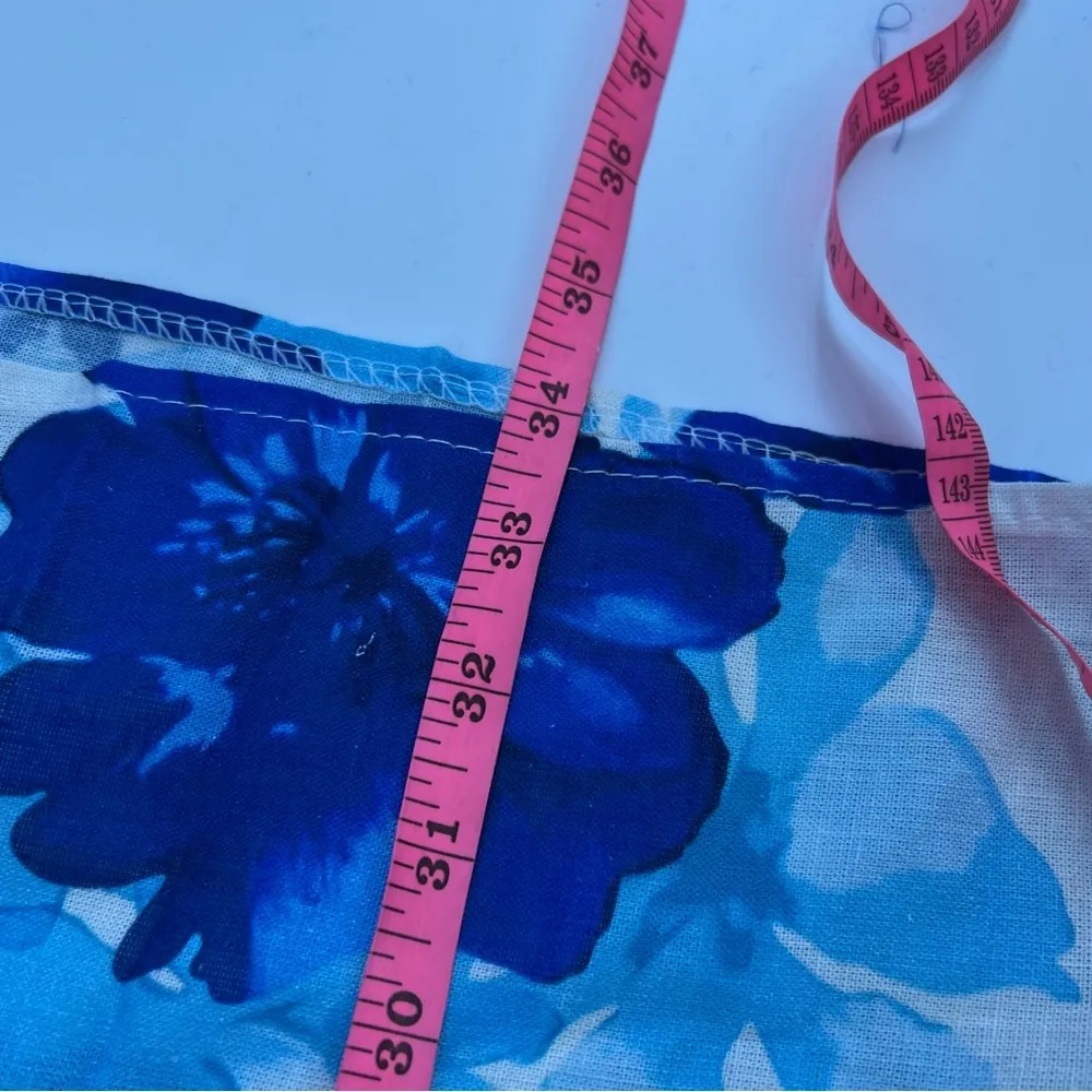 NWT Cristina Vergani Women's Floral Linen BlenD Floral Blue and White Dress  Sz M Size M - $50 New With Tags - From Rocked