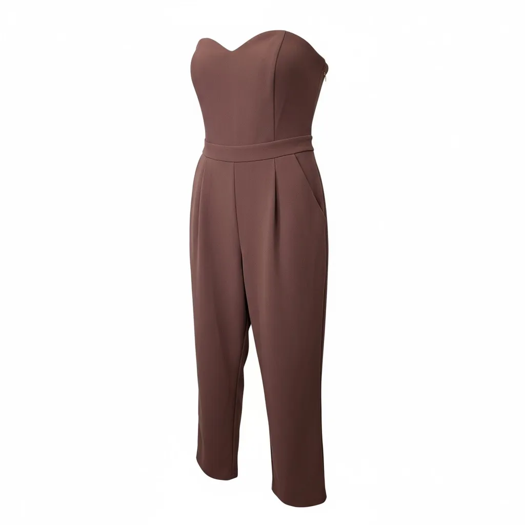 Express Mauve Strapless Jumpsuit - Image 4