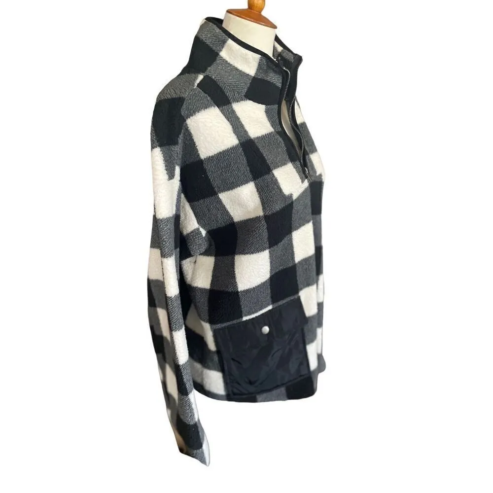 Como Vintage Black and White Checkered Half Zip Mock Collar Pullover Size XL - Image 5