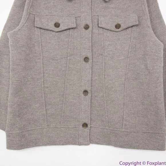 NEW Madewell 100% merino wool Boiled‎ Wool Bridgman Sweater-Jacket, L - Image 6