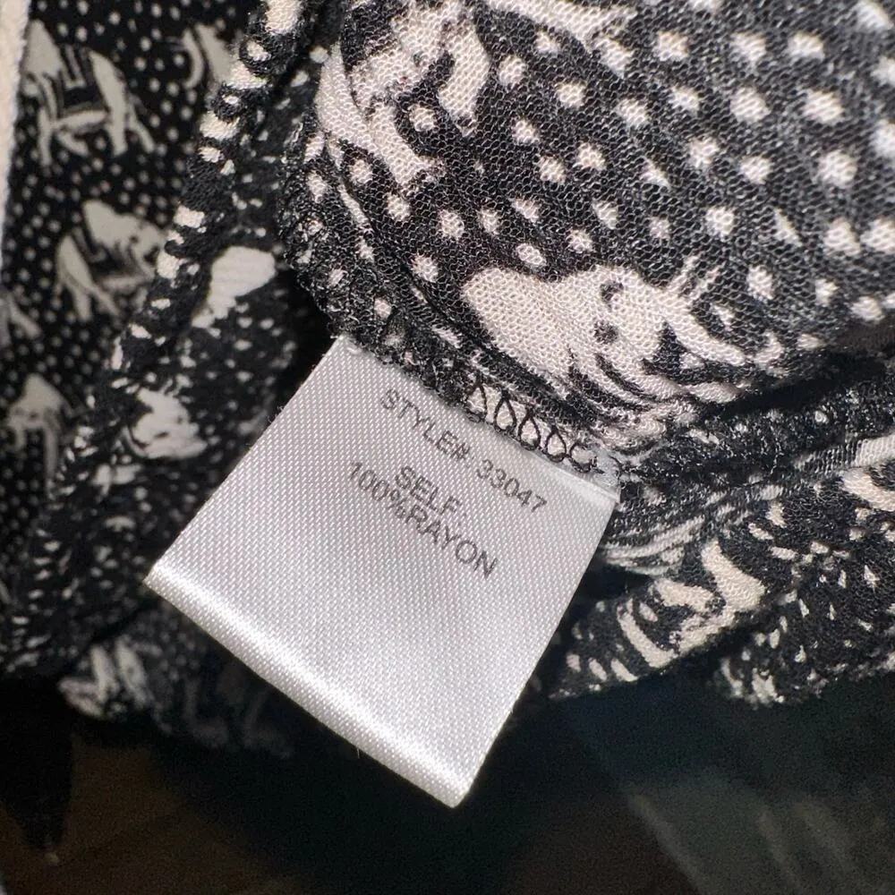 Skies are Blue Womens Pullover Long Sleeve Lace Up Blouse Casual Top Black XS - Image 9