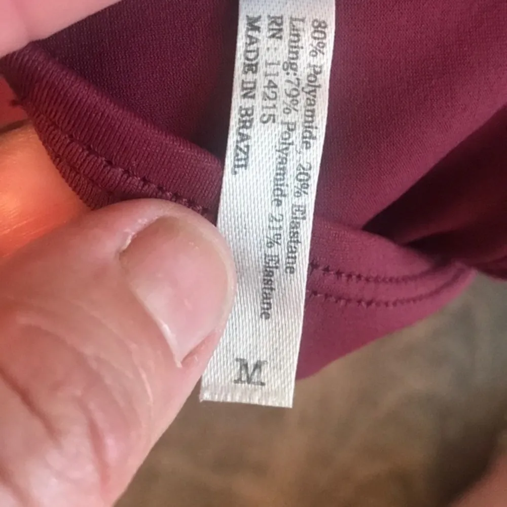 VIX swim top burgundy with sequin band Size M - Image 6