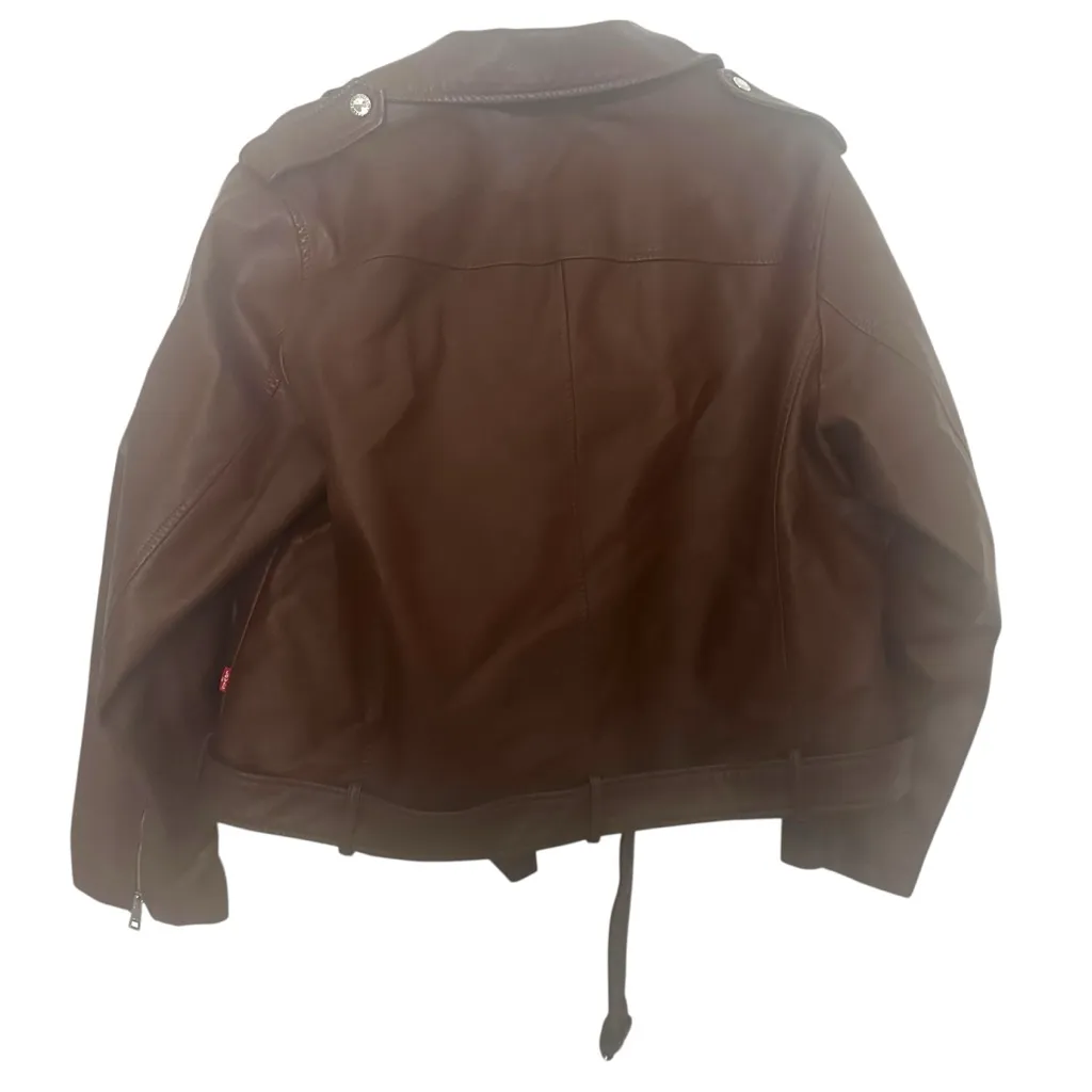 Levi Strauss Chocolate Faux Leather Jacket with Silver Accents Size 2X NWOT Brown - Image 2