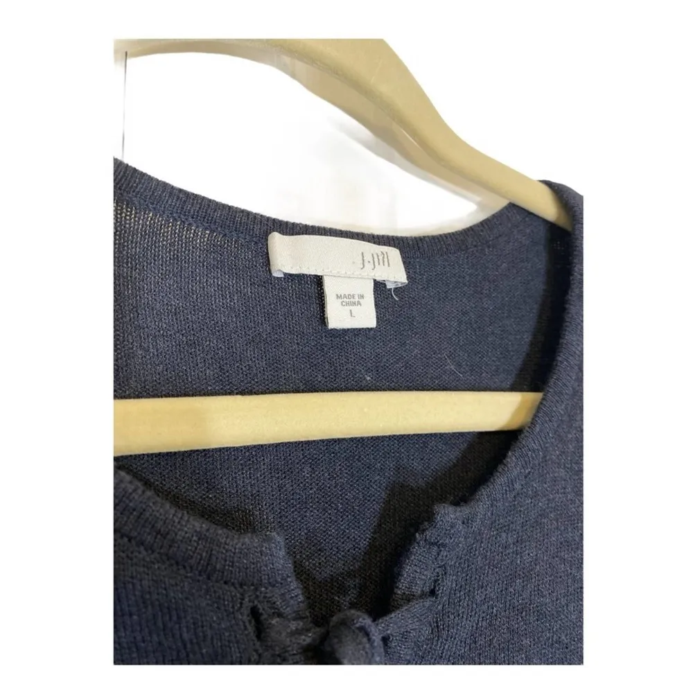 J. Jill Deep Navy Blue Sweater Blouse w/ Tie Neck - Image 3