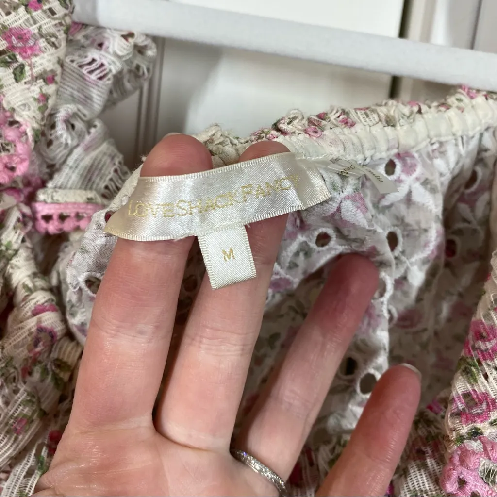 LOVESHACKFANCY dorabella crop top‎ Blouse in petunia pink size medium coquette - Image 3