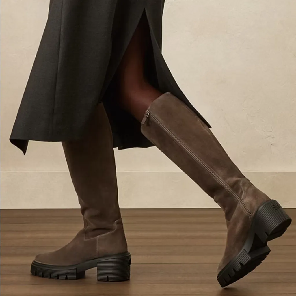 Stuart Weitzman SOHO Knee High Lug Sole Boots Sport Suede Charcoal Women’s 5.5B - Image 6